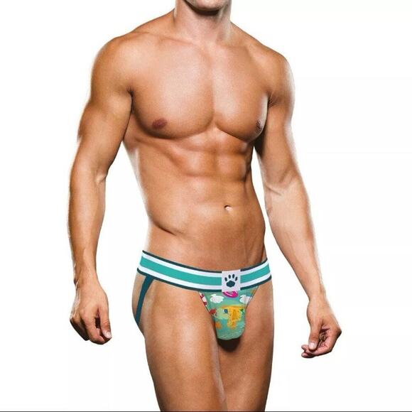 🦋B2G1🦋PROWLER Men’s BEACH Print Jock Strap Exposed Back Underwear in Aqua | XL - Picture 1 of 4
